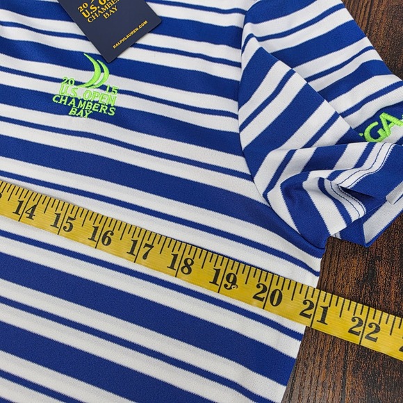 NEW Polo Golf Ralph Lauren 2015 US Open Chambers Bay Polo Womens M Blue Striped - Picture 6 of 7